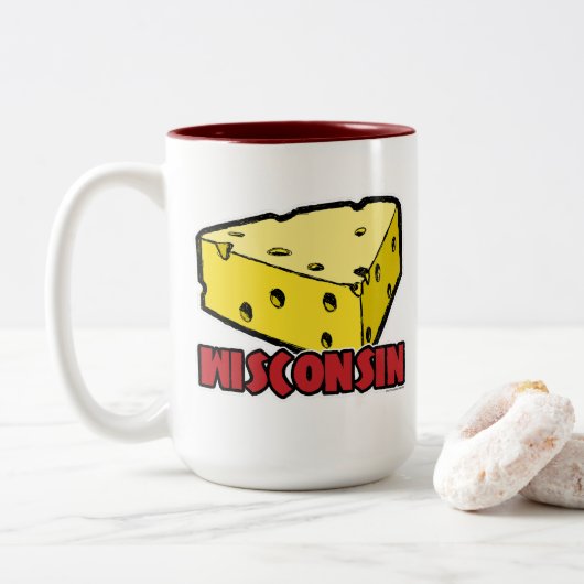 Wisconsin Cheese Wedge Zweifarbige Tasse (Mit Donut)