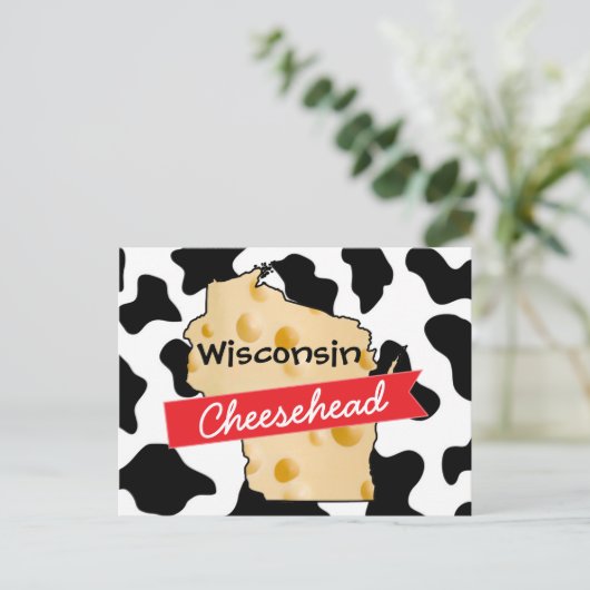 Wisconsin Cheesehead Kuh Muster Postcard Postkarte (Stehend Vorderseite)