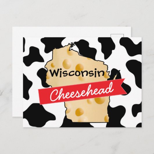 Wisconsin Cheesehead Kuh Muster Postcard Postkarte (Vorne/Hinten)