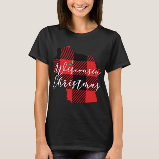 Wisconsin Christmas Buffalo Karierter Staat Holida T-Shirt (Vorderseite)