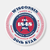 Wisconsin Circle Typografy Souvenir Magnet