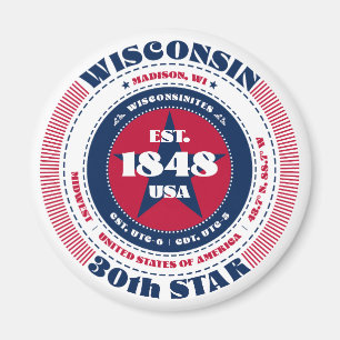 Wisconsin Circle Typografy Souvenir Magnet