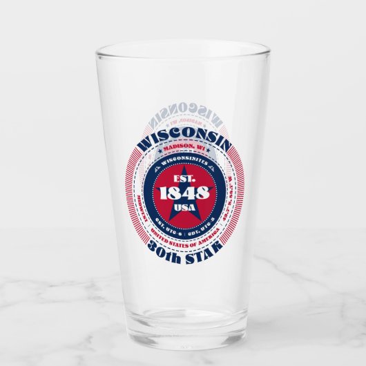 Wisconsin Circular Typografy Design Glas (Vorderseite)