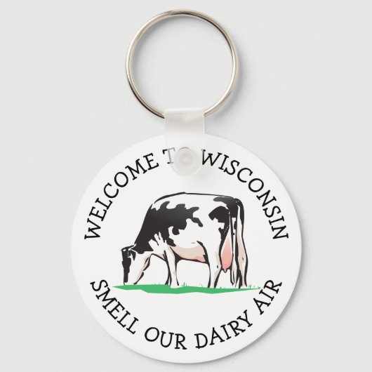 Wisconsin Cow Dairy Farmer Humor Key Chain Schlüsselanhänger (Vorderseite)