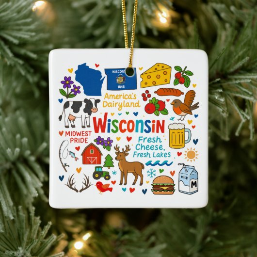 Wisconsin Custom Family Trip Christmas Keramikornament (Baum)