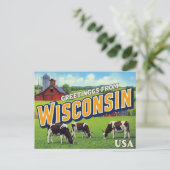 Wisconsin Dairy Farm Cows Greetings Postkarte (Stehend Vorderseite)