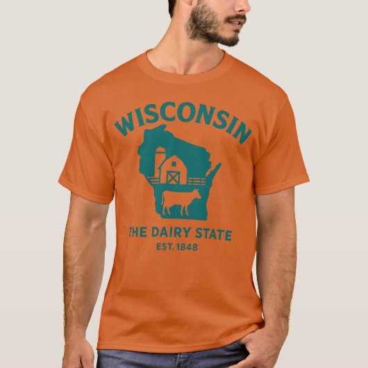 Wisconsin Dairy State Barn Outline T-Shirt (Vorderseite)