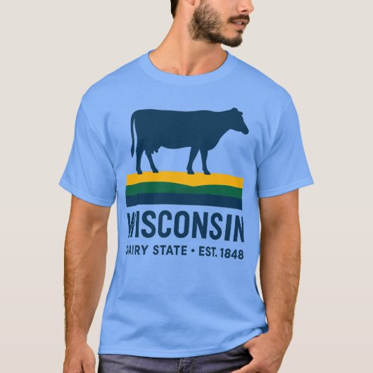 Wisconsin Dairy State Retro Cow T-Shirt (Vorderseite)
