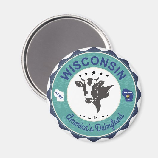 Wisconsin Dairyland Abzeichen Magnet (Vorderseite/Rückseite)