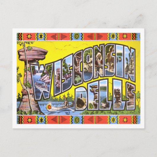 Wisconsin Dells Vintag Big Letters Postcard Postkarte (Vorderseite)