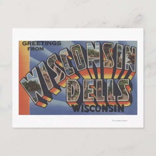 Wisconsin Dells, Wisconsin - Große Buchstabenszene Postkarte (Vorderseite)