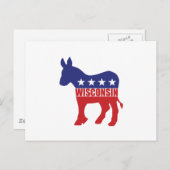 Wisconsin Democrat Donkey Postkarte (Vorne/Hinten)
