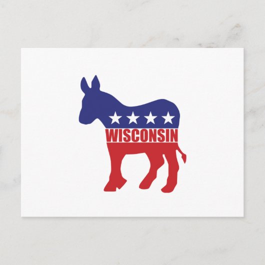 Wisconsin Democrat Donkey Postkarte (Vorderseite)