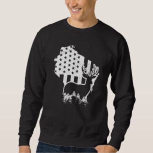 Wisconsin-Elchjagd-Staatskarte US-Flagge Patriotis Sweatshirt