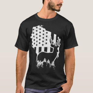 Wisconsin Elk Junting Staat Map US Flag Patriotic T-Shirt