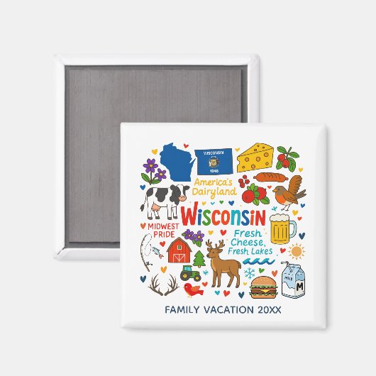 Wisconsin Family Trip Keepsake Personalized Magnet (Vorderseite/Rückseite)