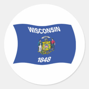 Wisconsin-Flag-Aufkleber Runder Aufkleber