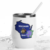 Wisconsin Flag & Blume Blue Violet Individuelle Na