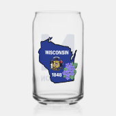 Wisconsin Flag & Blume Blue Violet Individuelle Na Dosenglas (Vorderseite)