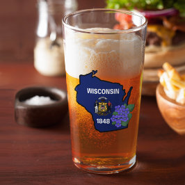 Wisconsin Flag & Blume Blue Violet Individuelle Na Glas