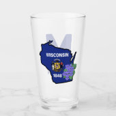 Wisconsin Flag & Blume Blue Violet Individuelle Na Glas (Vorderseite)