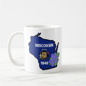 Wisconsin Flag & Blume Blue Violet Individuelle Na Kaffeetasse (Links)