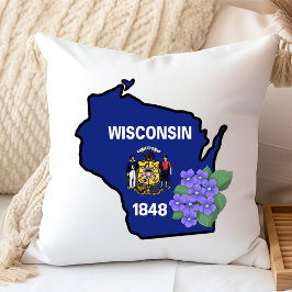 Wisconsin Flag & Blume Blue Violet Individuelle Na Kissen