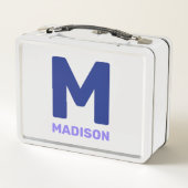 Wisconsin Flag & Blume Blue Violet Individuelle Na Metall Brotdose (Rückseite)