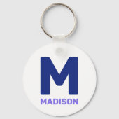 Wisconsin Flag & Blume Blue Violet Individuelle Na Schlüsselanhänger (Rückseite)