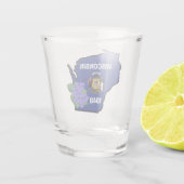 Wisconsin Flag & Blume Blue Violet Individuelle Na Schnapsglas (Rückseite)