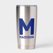 Wisconsin Flag & Blume Blue Violet Individuelle Na Thermobecher (Rückseite)