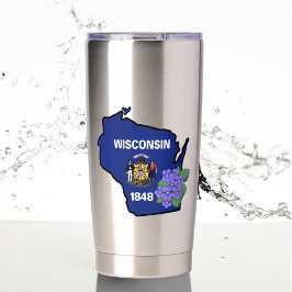 Wisconsin Flag & Blume Blue Violet Individuelle Na Thermobecher