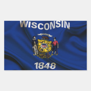 Wisconsin Flag Fabric Rechteckiger Aufkleber