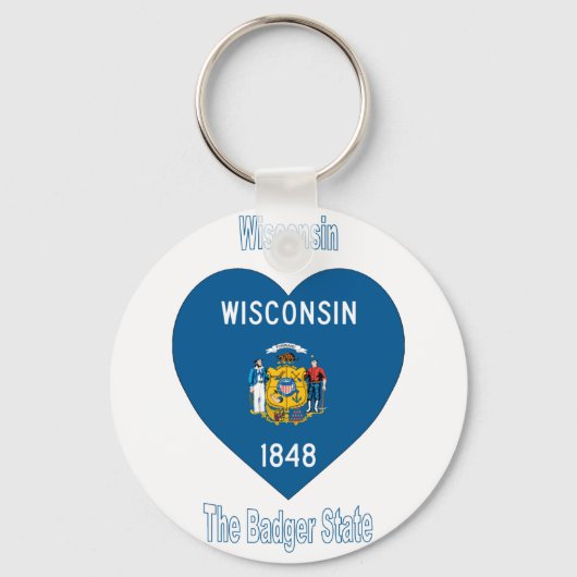 Wisconsin Flag Herz Schlüsselanhänger (Vorderseite)