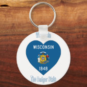 Wisconsin Flag Herz Schlüsselanhänger (Vorderseite)