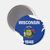 Wisconsin Flag Map Magnet (Vorderseite/Rückseite)