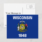 Wisconsin-Flag Postkarte (Vorne/Hinten)
