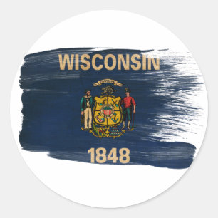 Wisconsin-Flag Runder Aufkleber