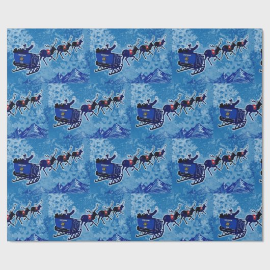 Wisconsin Flag Santa Sleigh Weihnachtspapier Geschenkpapier (Flach)