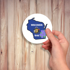 Wisconsin Flag Staat Blume Common Blue Violet Key Runder Aufkleber