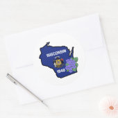 Wisconsin Flag Staat Blume Common Blue Violet Key Runder Aufkleber (Umschlag)