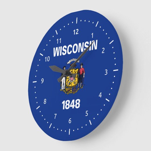 Wisconsin-Flagge, amerikanische Staatsflagge Große Wanduhr (Winkel)