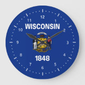 Wisconsin-Flagge, amerikanische Staatsflagge Große Wanduhr (Vorderseite)