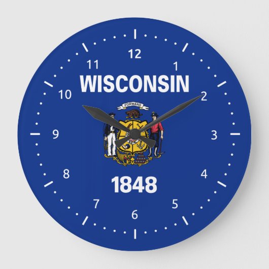 Wisconsin-Flagge, amerikanische Staatsflagge Große Wanduhr (Vorderseite)