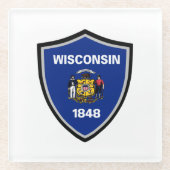 Wisconsin-Flagge Glasuntersetzer (Vorderseite)