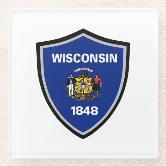 Wisconsin-Flagge Glasuntersetzer (Vorderseite)