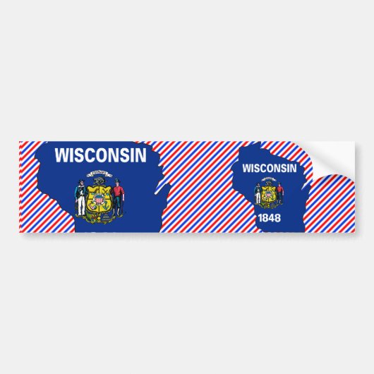 Wisconsin-Flaggen-Karte Autoaufkleber (Vorne)