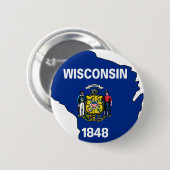Wisconsin-Flaggen-Karte Button (Vorne & Hinten)