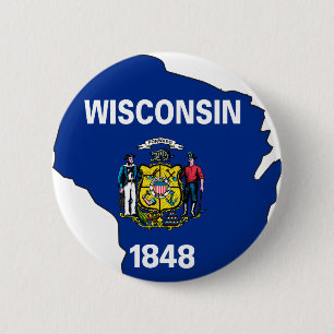 Wisconsin-Flaggen-Karte Button
