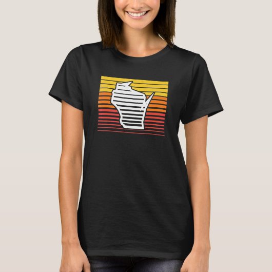 Wisconsin-Form Retro-Wave-Nostalgie-Gradient T-Shirt (Vorderseite)